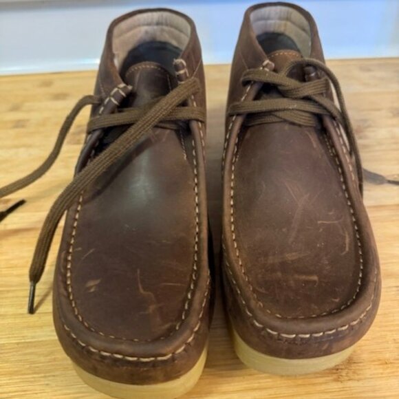 Clarks Men's Stinson Hi Chukka Boot Brown Oiled Leather – Wallabees - Picture 2 of 16